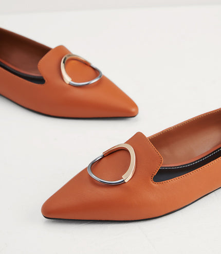 Buckle Detail Leather Flats
