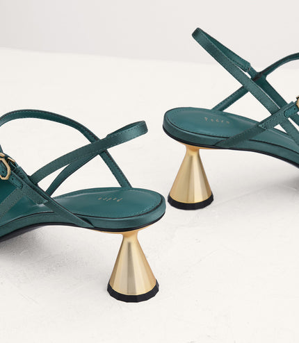 Geometric Heeled Slingback Sandals