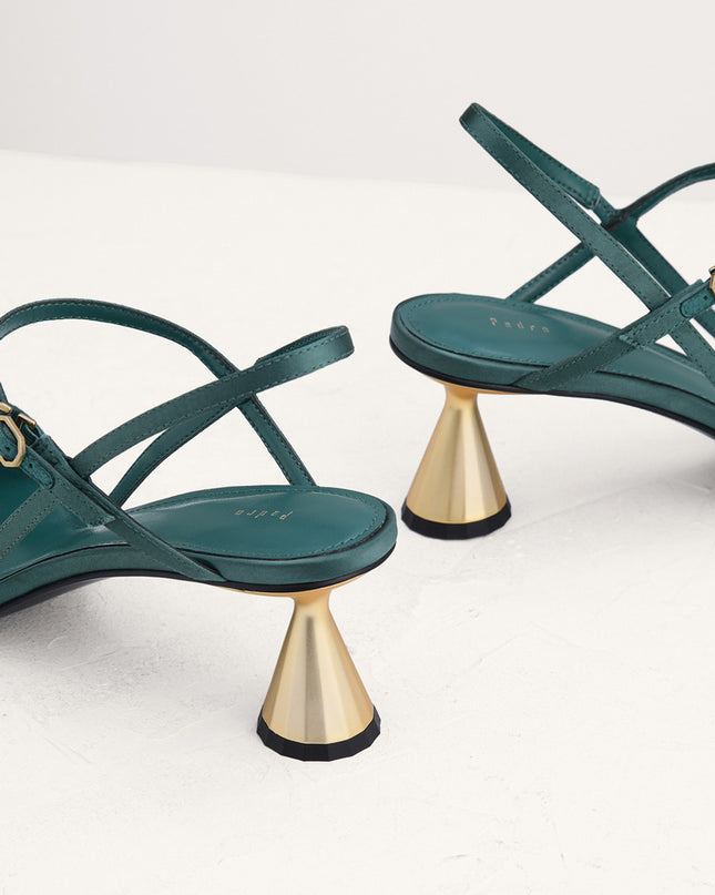 Geometric Heeled Slingback Sandals