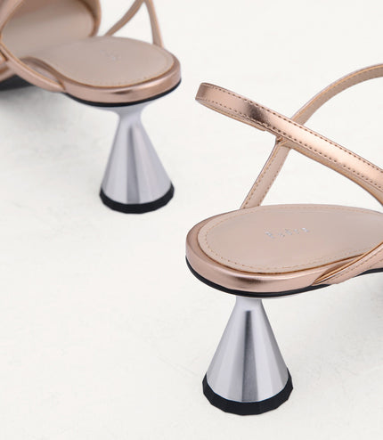 Geometric Heeled Slingback Sandals