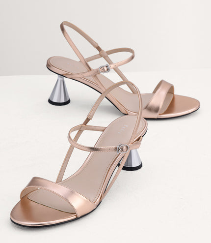 Geometric Heeled Slingback Sandals