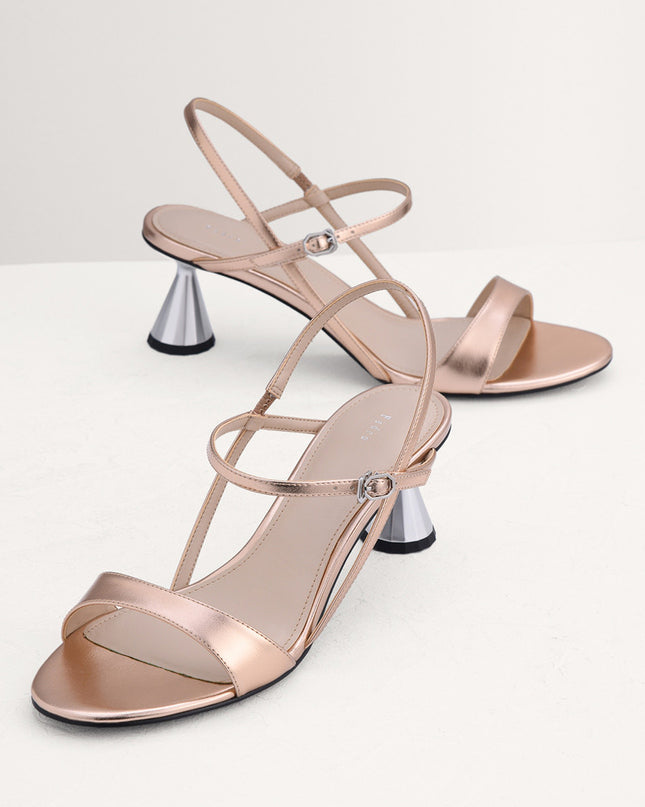 Geometric Heeled Slingback Sandals