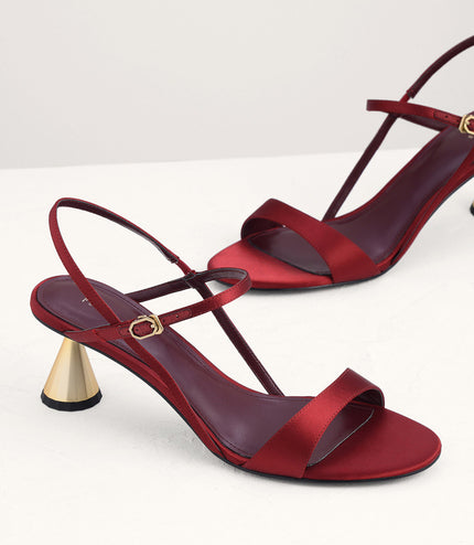 Geometric Heeled Slingback Sandals