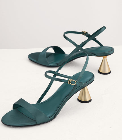 Geometric Heeled Slingback Sandals