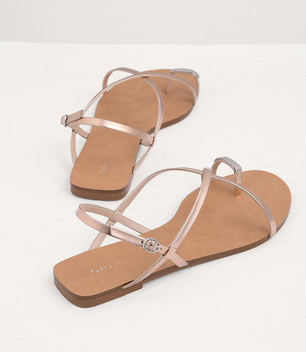 Metal Embellished Satin Toe Loop Sandals