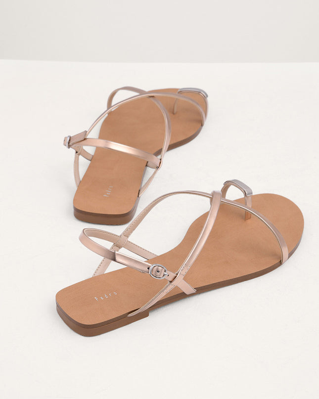 Metal Embellished Satin Toe Loop Sandals