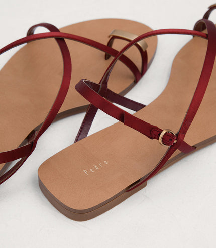 Metal Embellished Satin Toe Loop Sandals