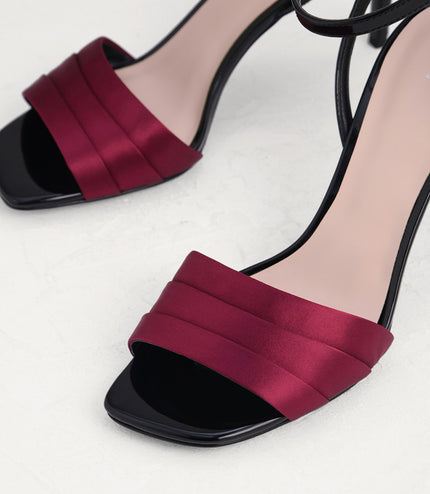 Ankle Strap Satin Heel Sandals