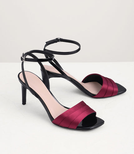 Ankle Strap Satin Heel Sandals