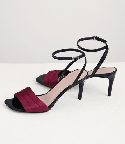 Ankle Strap Satin Heel Sandals