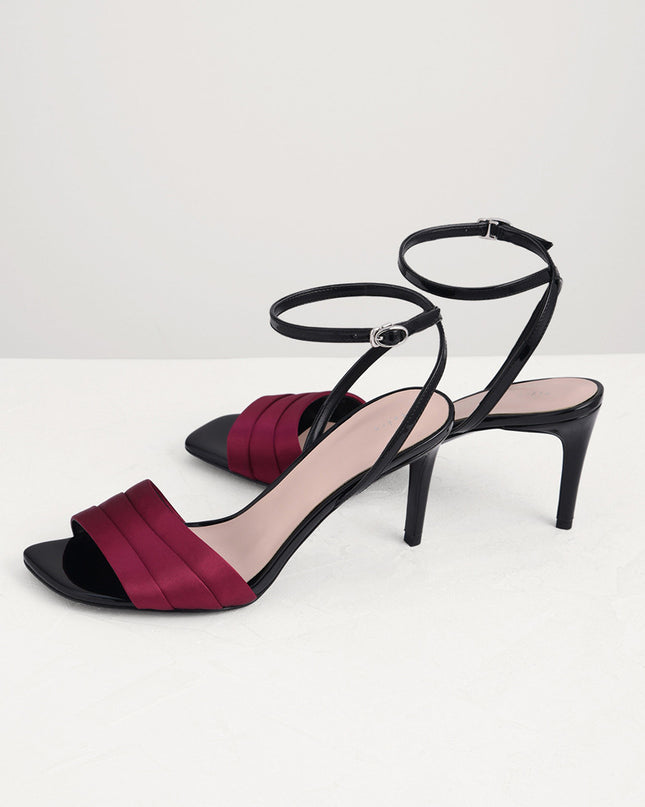 Ankle Strap Satin Heel Sandals