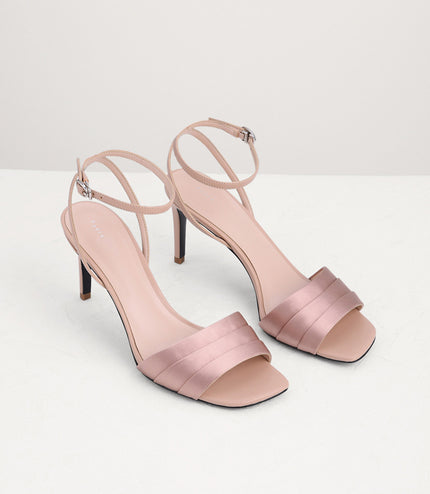 Ankle Strap Satin Heel Sandals