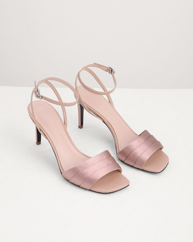 Ankle Strap Satin Heel Sandals