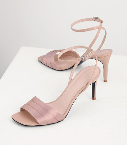 Ankle Strap Satin Heel Sandals