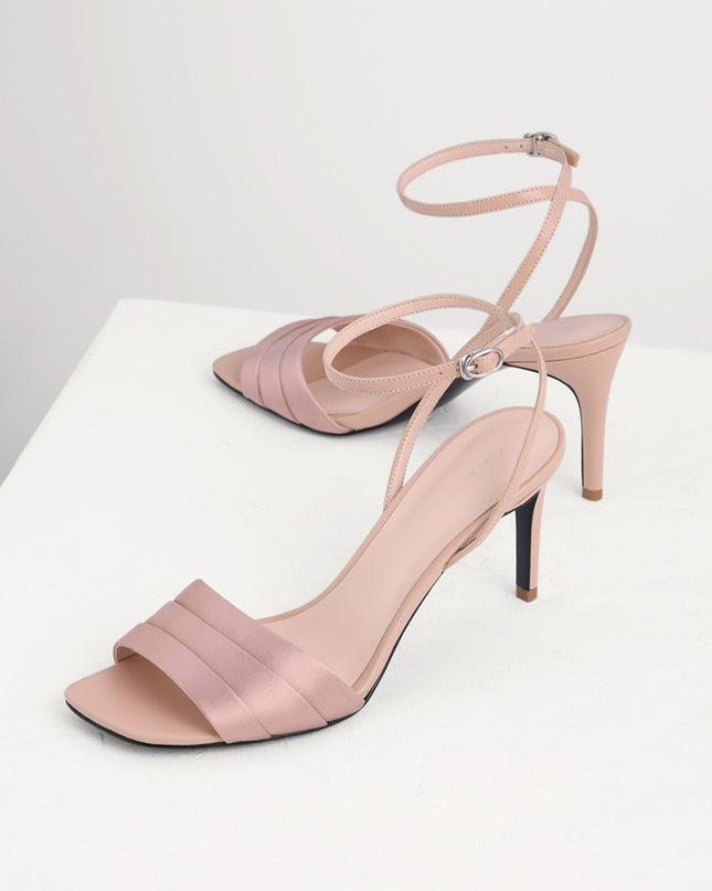 Ankle Strap Satin Heel Sandals