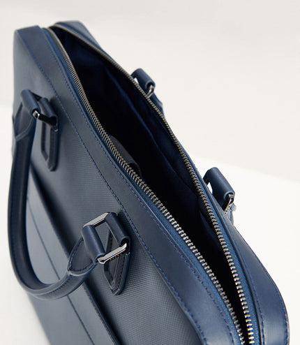 Push-lock Buckle Leather Briefcase
