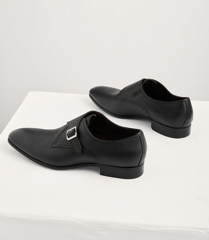 Embossed Leather Monk-Strap Shoes