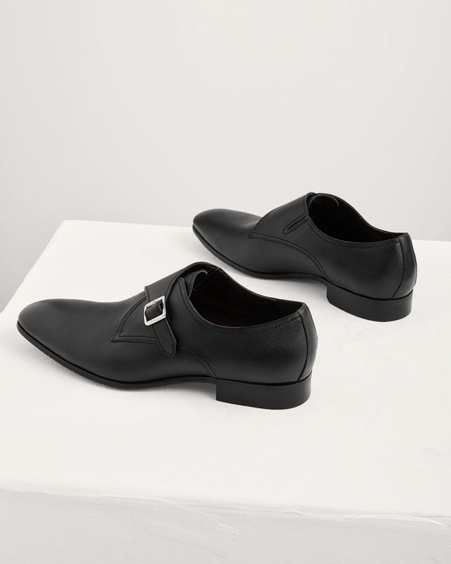 Embossed Leather Monk-Strap Shoes