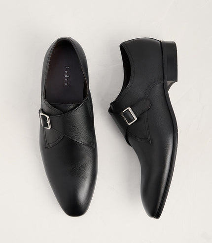Embossed Leather Monk-Strap Shoes