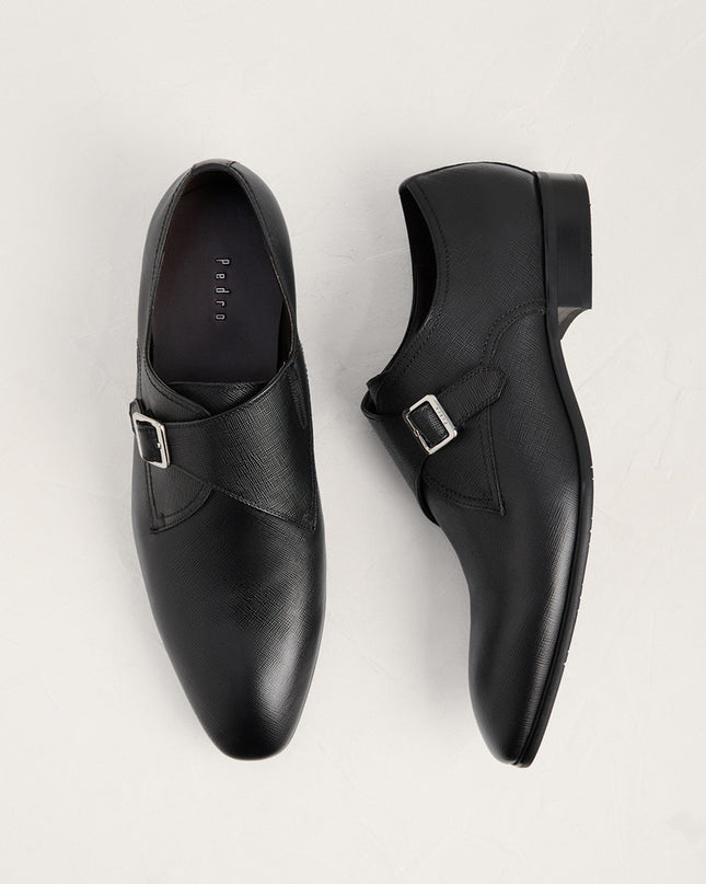 Embossed Leather Monk-Strap Shoes