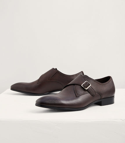 Embossed Leather Monk-Strap Shoes