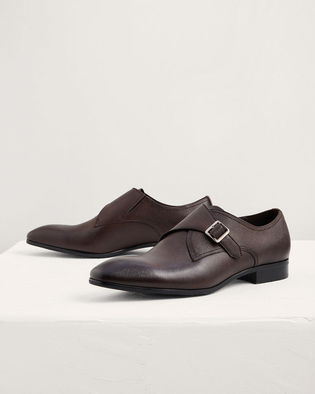 Embossed Leather Monk-Strap Shoes