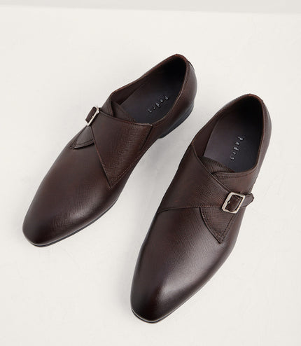 Embossed Leather Monk-Strap Shoes