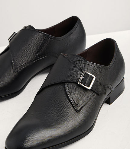 Embossed Leather Monk-Strap Shoes