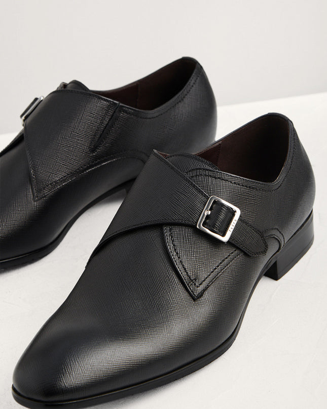 Embossed Leather Monk-Strap Shoes