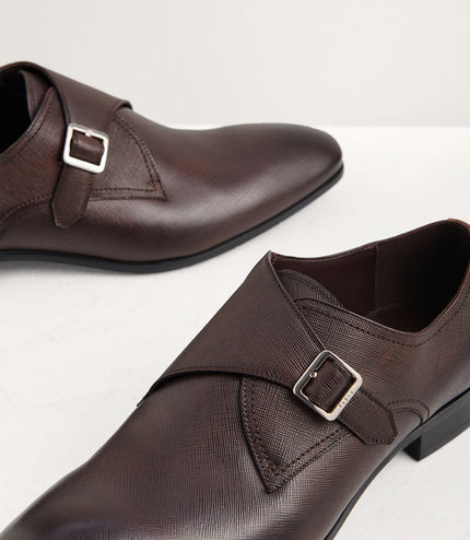 Embossed Leather Monk-Strap Shoes