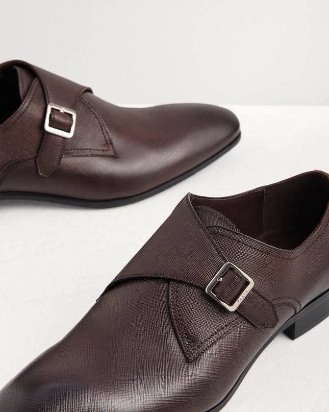 Embossed Leather Monk-Strap Shoes