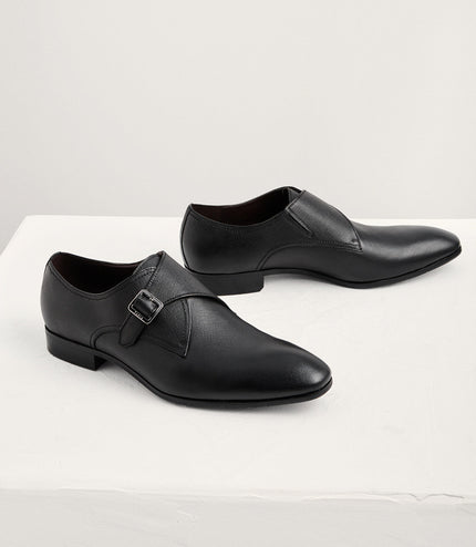 Embossed Leather Monk-Strap Shoes