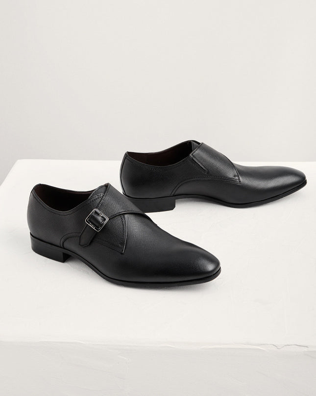 Embossed Leather Monk-Strap Shoes