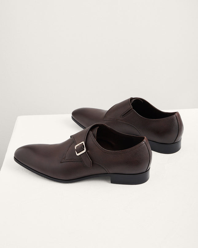 Embossed Leather Monk-Strap Shoes