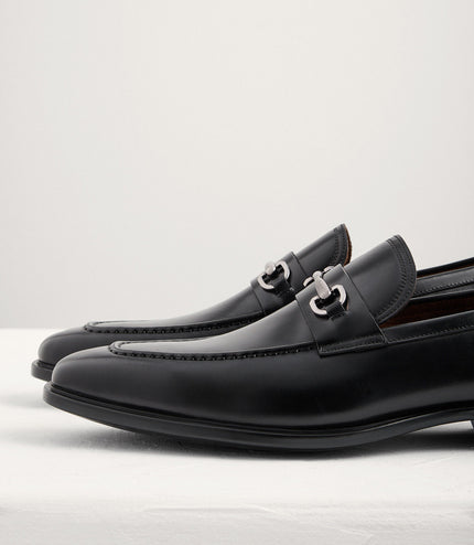 Leather Square Toe Bit Loafers