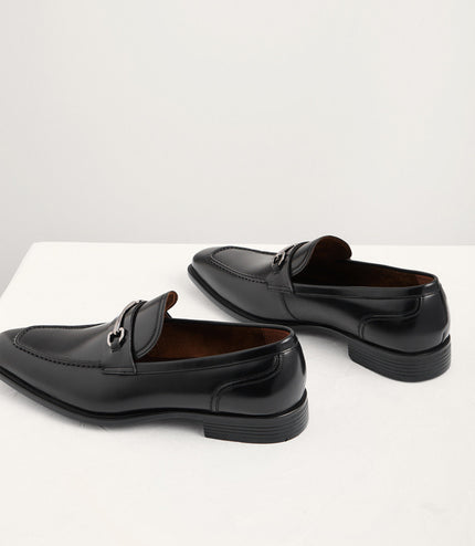 Leather Square Toe Bit Loafers