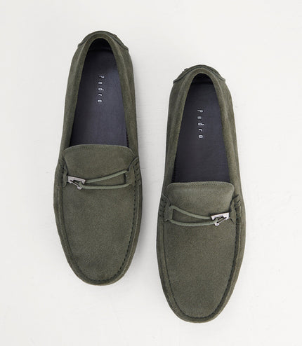 Bit Detail Suede Moccasins