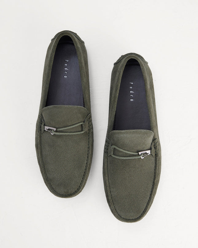 Bit Detail Suede Moccasins