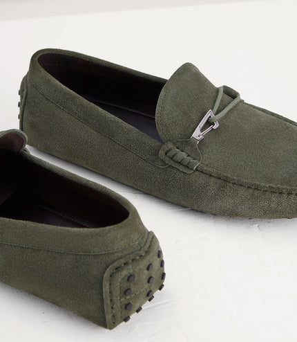 Bit Detail Suede Moccasins