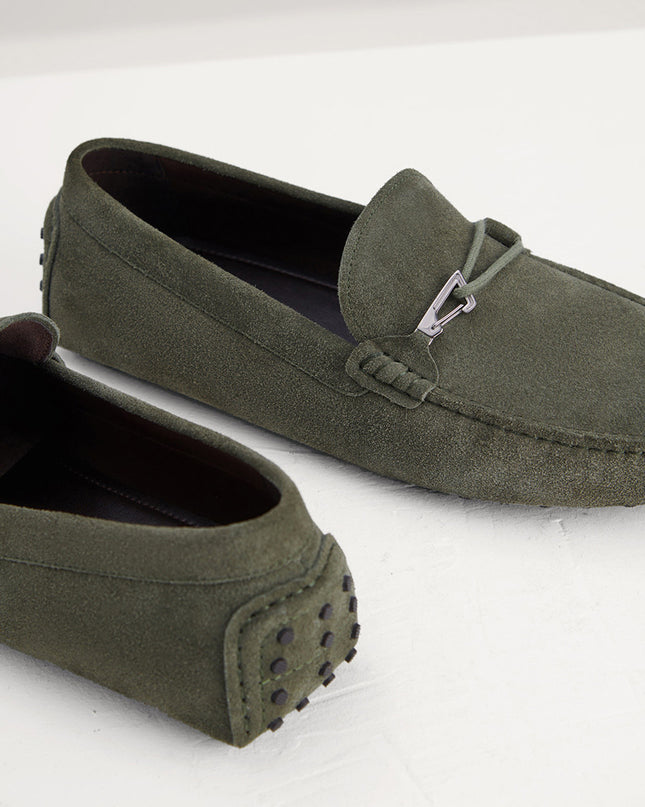 Bit Detail Suede Moccasins