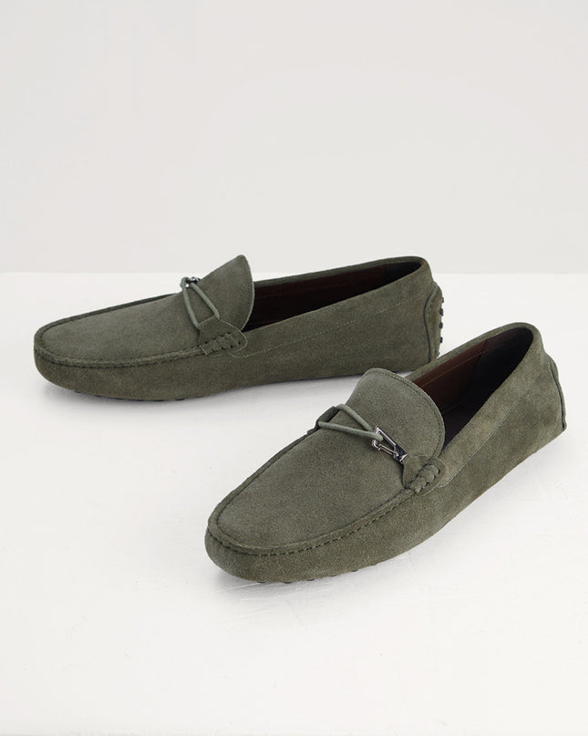 Bit Detail Suede Moccasins