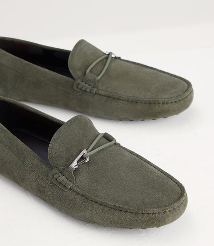 Bit Detail Suede Moccasins