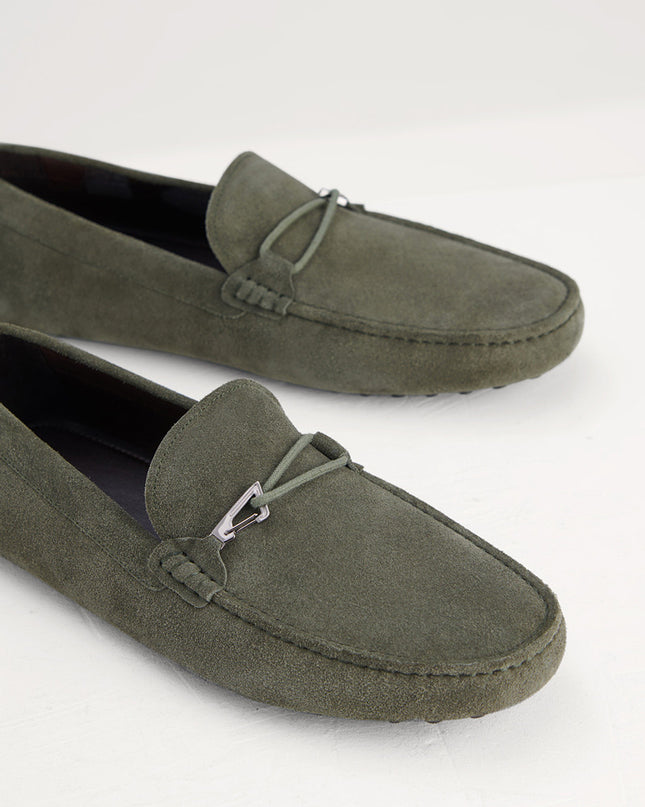 Bit Detail Suede Moccasins