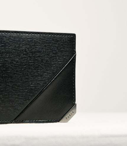 Leather Bi-Fold Money Clip Cardholder