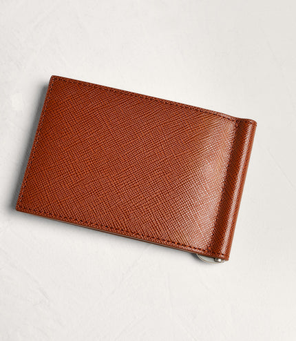 Leather Bi-Fold Money Clip Cardholder