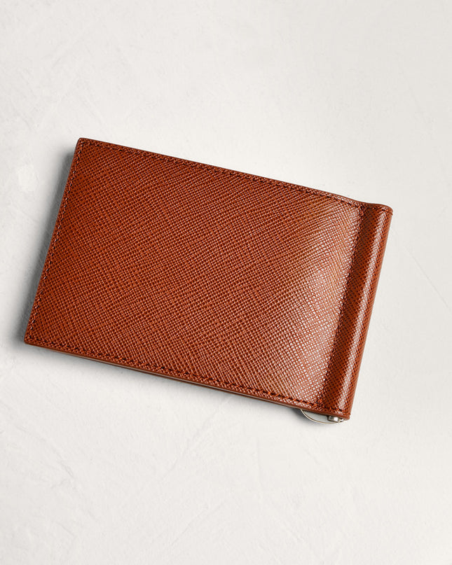 Leather Bi-Fold Money Clip Cardholder