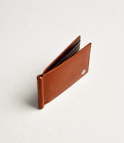 Leather Bi-Fold Money Clip Cardholder