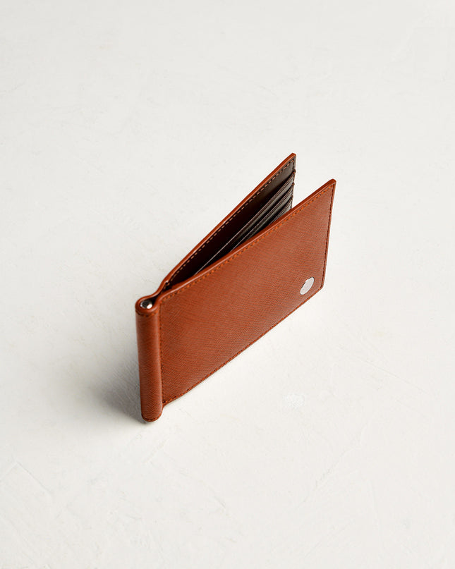 Leather Bi-Fold Money Clip Cardholder