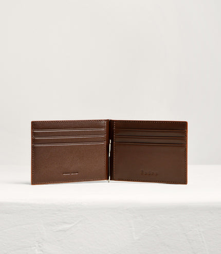 Leather Bi-Fold Money Clip Cardholder