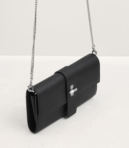 Turnlock Leather Wallet with Chain